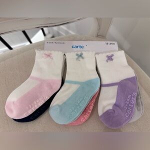 🤍 12~24 Mth Carter's Pastel Ballet Baby Girl Ankle Socks - 6 Pack NWT